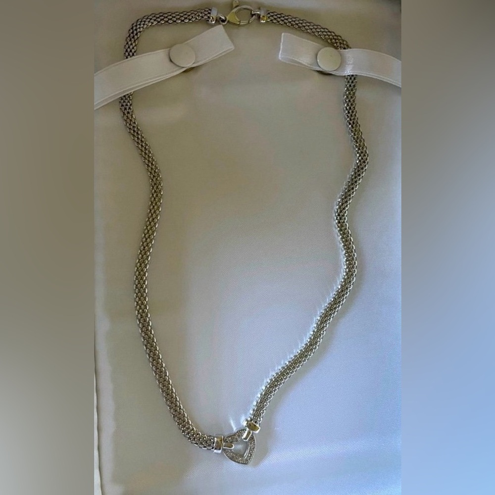 NEW Diamond & Silver Heart Necklace